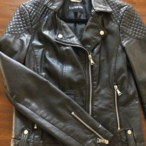 Express Black Faux Leather Moto Jacket